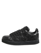 Dolce & Gabbana Black Floral Lace Low Top Sneakers Shoes - Zeiniez