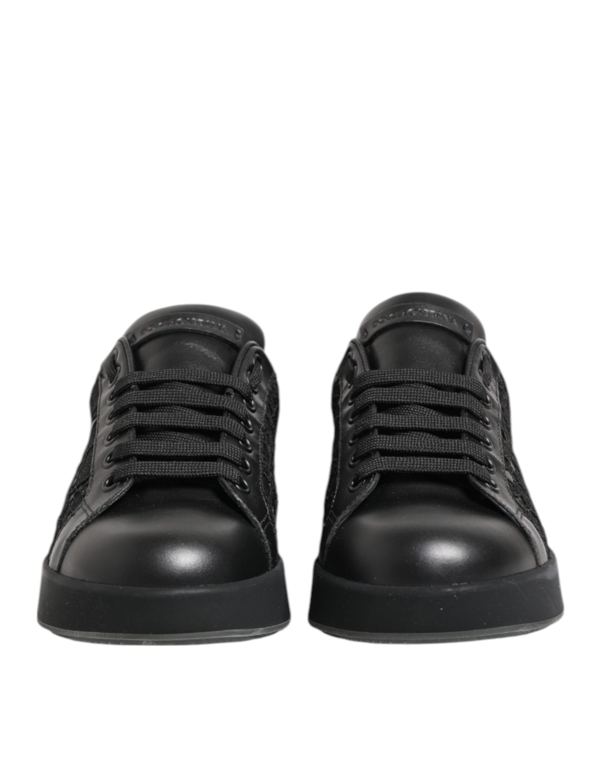 Dolce & Gabbana Black Floral Lace Low Top Sneakers Shoes - Zeiniez