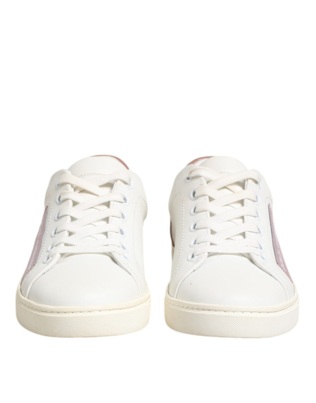 Dolce & Gabbana White Pink Leather Low Top Sneakers Shoes - Zeiniez
