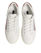 Dolce & Gabbana White Pink Leather Low Top Sneakers Shoes - Zeiniez