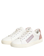 Dolce & Gabbana White Pink Leather Low Top Sneakers Shoes - Zeiniez