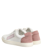 Dolce & Gabbana White Pink Leather Low Top Sneakers Shoes - Zeiniez