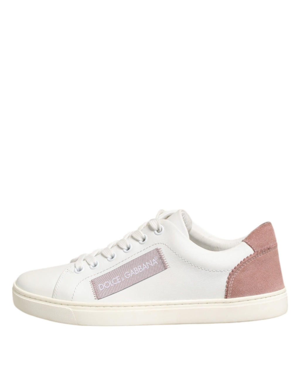 Dolce & Gabbana White Pink Leather Low Top Sneakers Shoes - Zeiniez