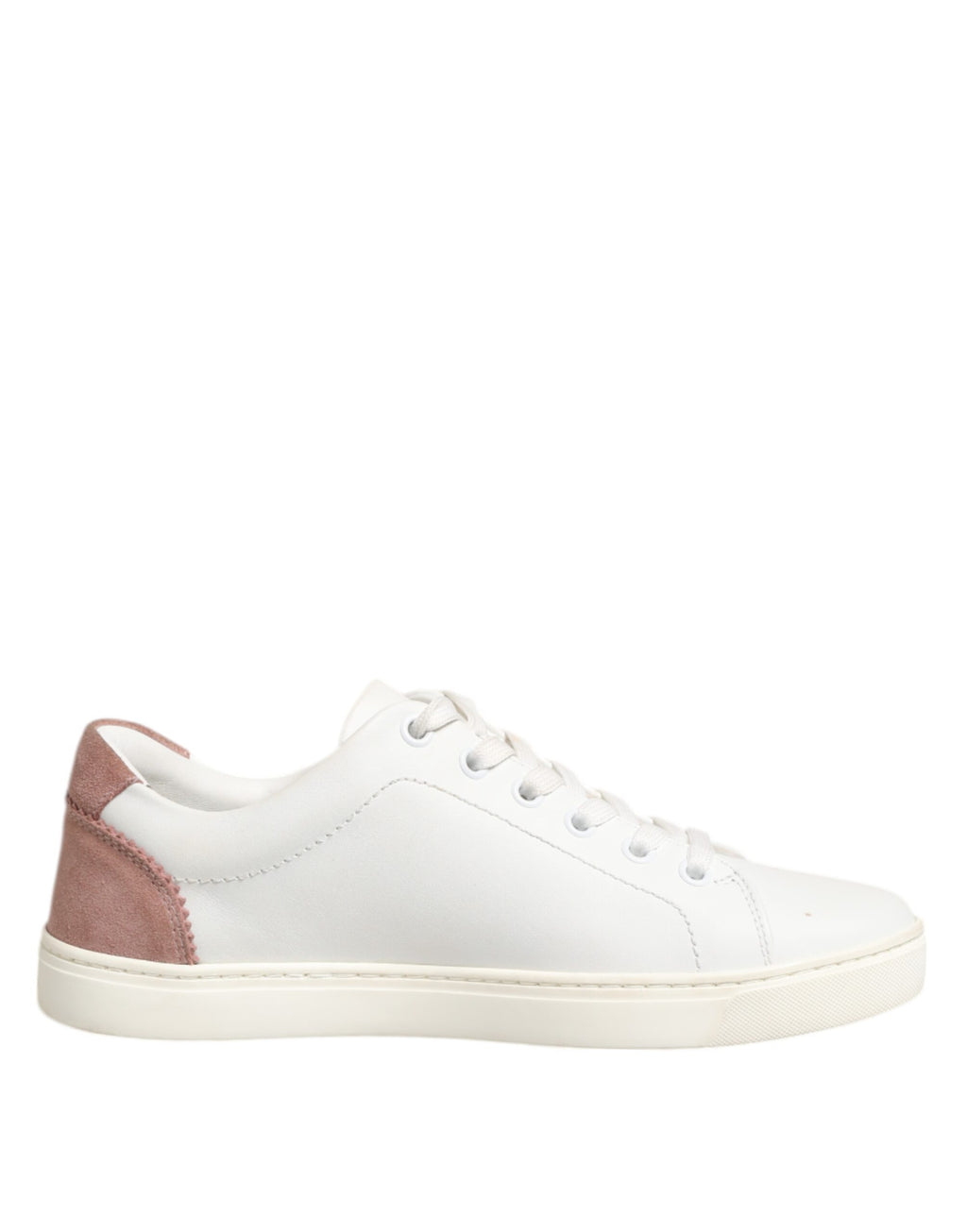 Dolce & Gabbana White Pink Leather Low Top Sneakers Shoes - Zeiniez