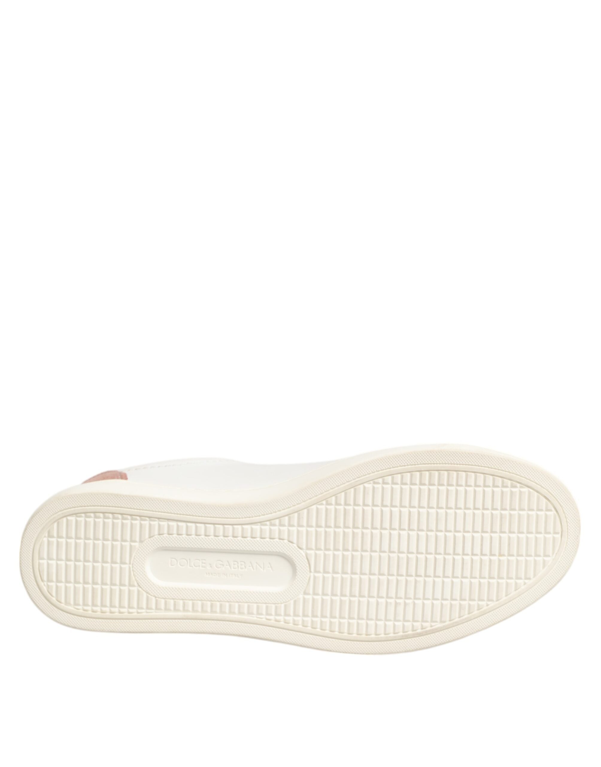 Dolce & Gabbana White Pink Leather Low Top Sneakers Shoes - Zeiniez