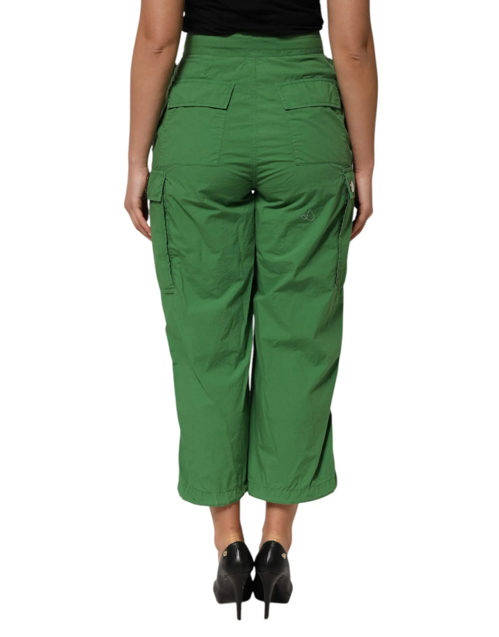 Dolce & Gabbana Green Cotton High Waist Cargo Trouser Pants - Zeiniez