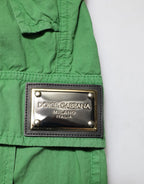 Dolce & Gabbana Green Cotton High Waist Cargo Trouser Pants - Zeiniez