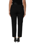Dolce & Gabbana Black Wool HighWaist Tapered Trouser Pants - Zeiniez