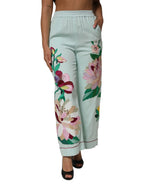 Dolce & Gabbana Green Floral Garterized Straight Pajama Pants - Zeiniez