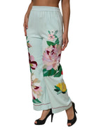 Dolce & Gabbana Green Floral Garterized Straight Pajama Pants - Zeiniez