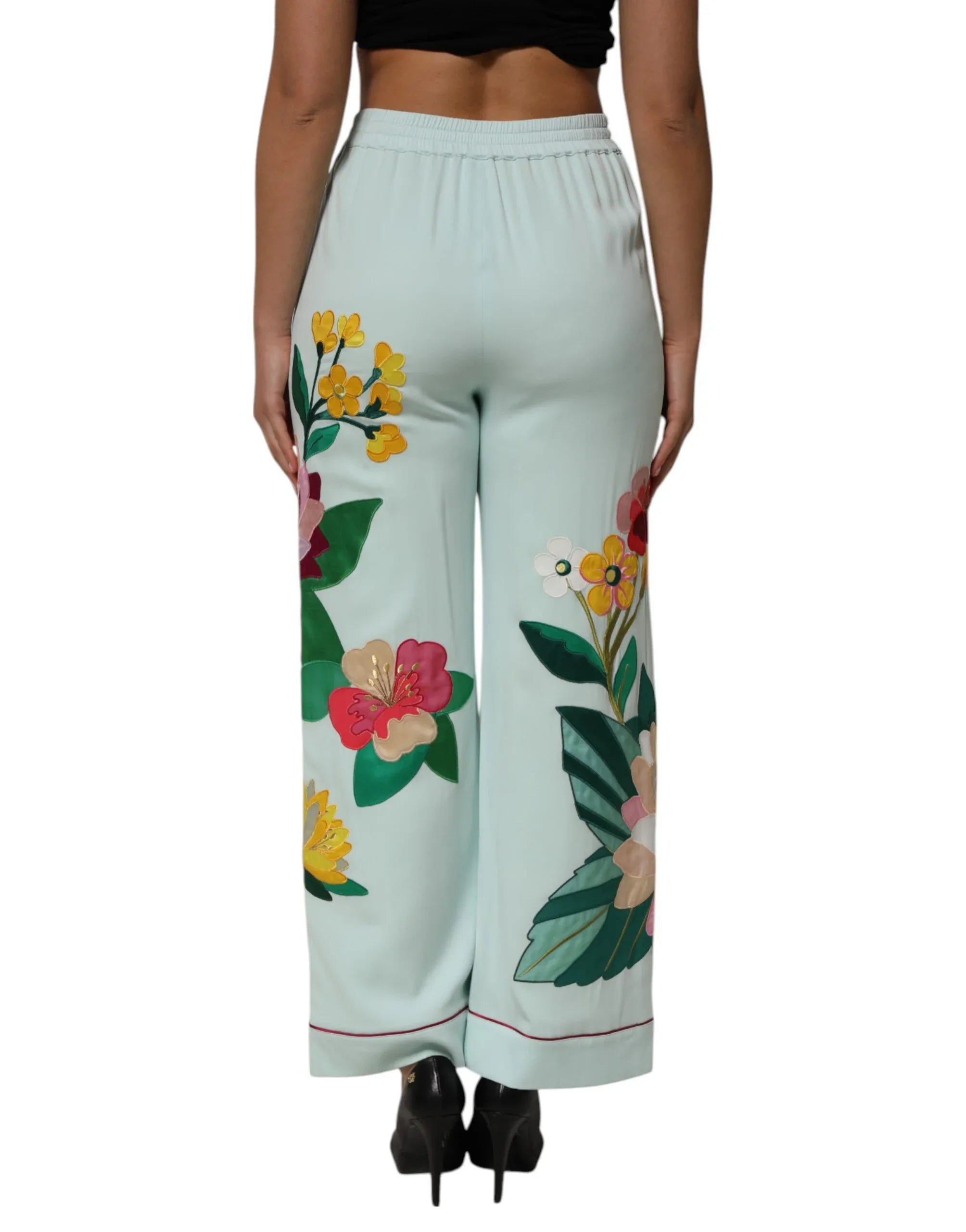 Dolce & Gabbana Green Floral Garterized Straight Pajama Pants - Zeiniez