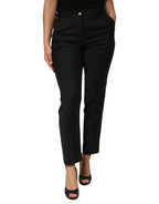 Dolce & Gabbana Black Polyester Tapered Women Trouser Pants - Zeiniez