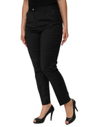Dolce & Gabbana Black Polyester Tapered Women Trouser Pants - Zeiniez