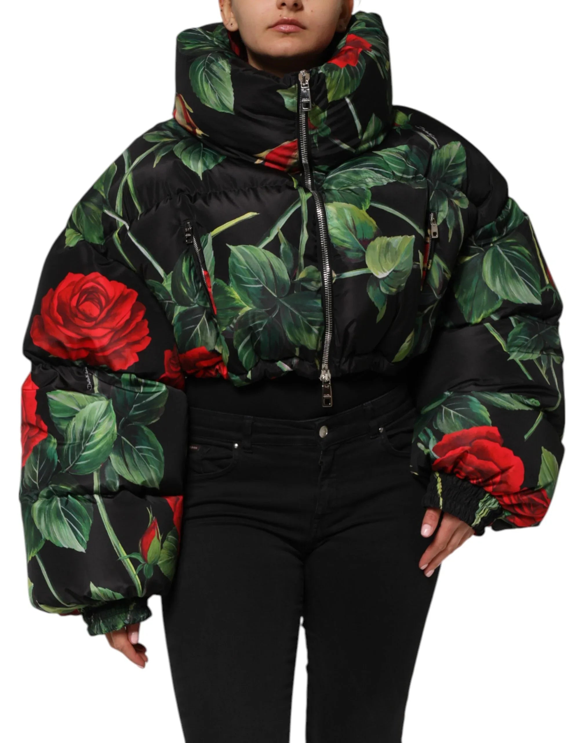 Dolce & Gabbana Multicolor Floral Puffer Coat Full Zip Jacket - Zeiniez