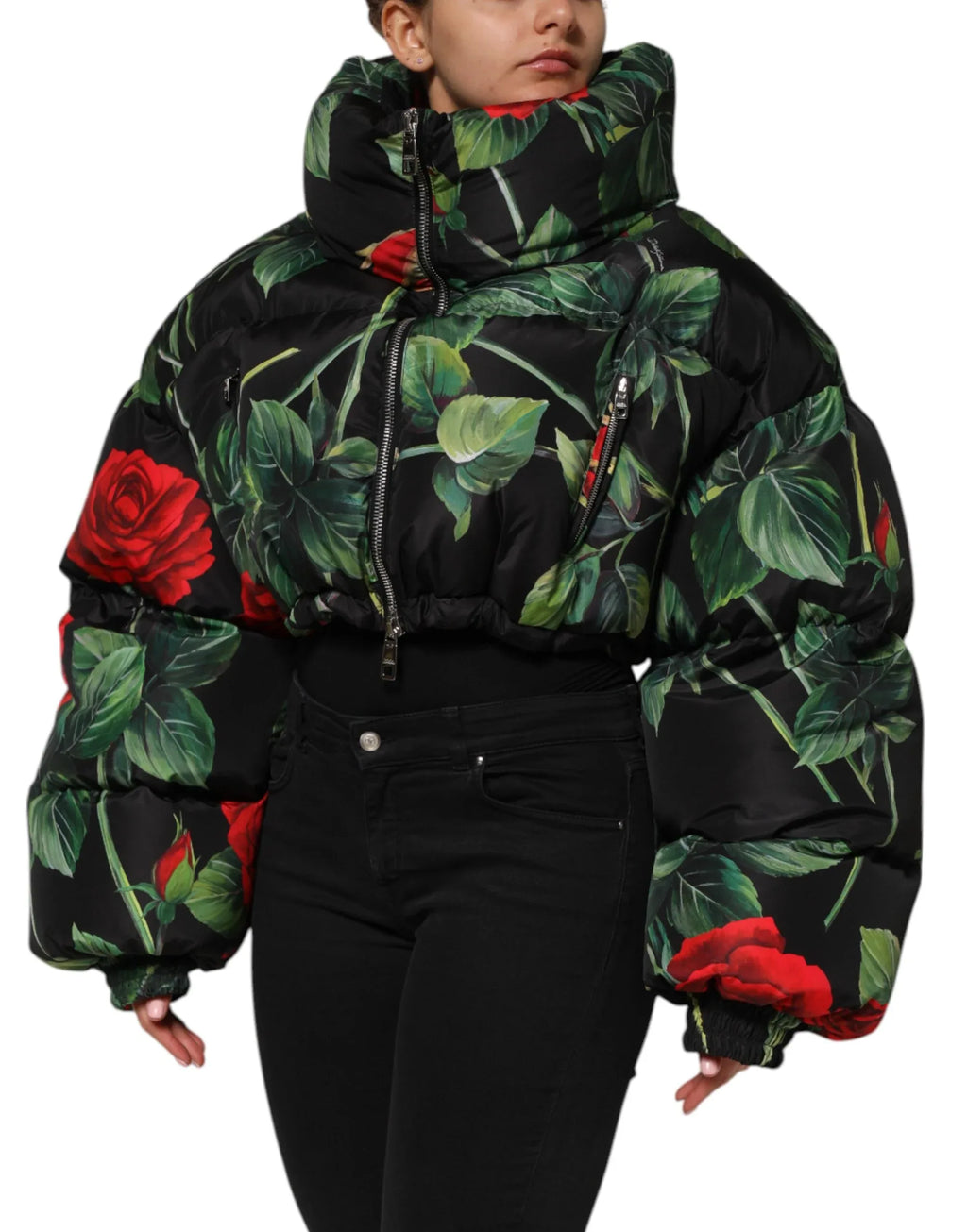 Dolce & Gabbana Multicolor Floral Puffer Coat Full Zip Jacket - Zeiniez
