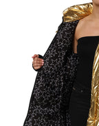 Dolce & Gabbana Gold Hooded Puffer Quilted Full Zip Jacket