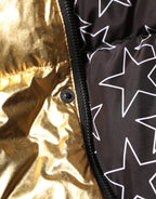 Dolce & Gabbana Gold Hooded Puffer Quilted Full Zip Jacket