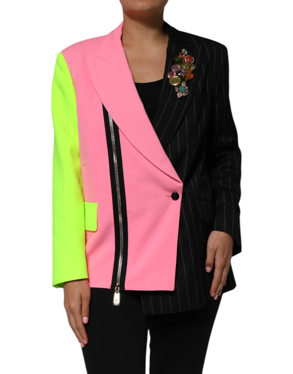 Dolce & Gabbana Multicolor Patchwork Embellished Coat Jacket