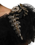 Dolce & Gabbana Black Crystal Embellished Midi A-line Dress - Zeiniez