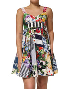 Dolce & Gabbana Multicolor Patchwork Cotton AlineMini Dress - Zeiniez