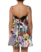 Dolce & Gabbana Multicolor Patchwork Cotton AlineMini Dress
