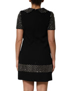 Dolce & Gabbana Black Crystal Embellished Collared Mini Dress - Zeiniez