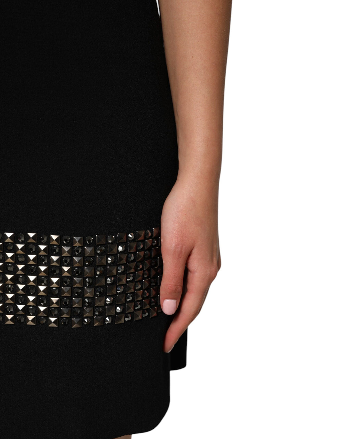 Dolce & Gabbana Black Crystal Embellished Collared Mini Dress