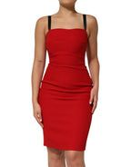 Dolce & Gabbana Red Stretch Bodycon Sheath Knee Length Dress - Zeiniez