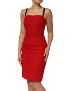 Dolce & Gabbana Red Stretch Bodycon Sheath Knee Length Dress - Zeiniez