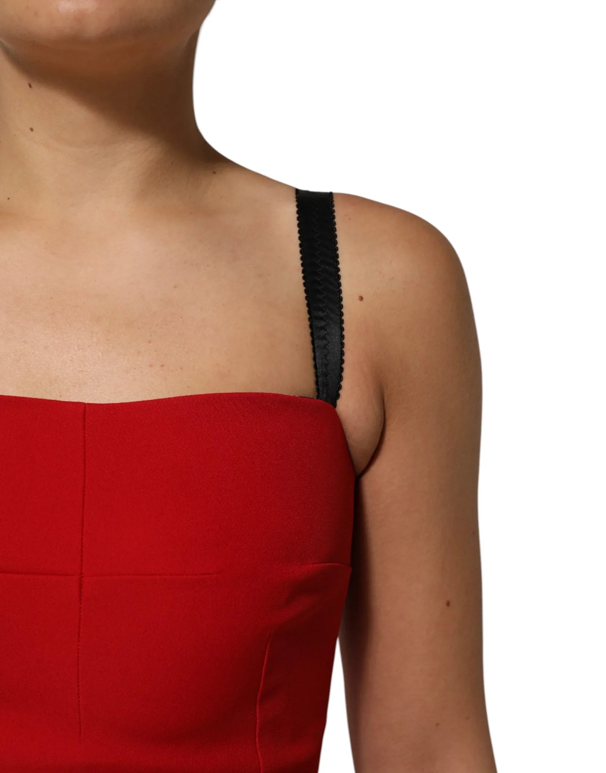 Dolce & Gabbana Red Stretch Bodycon Sheath Knee Length Dress - Zeiniez