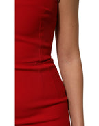 Dolce & Gabbana Red Stretch Bodycon Sheath Knee Length Dress - Zeiniez