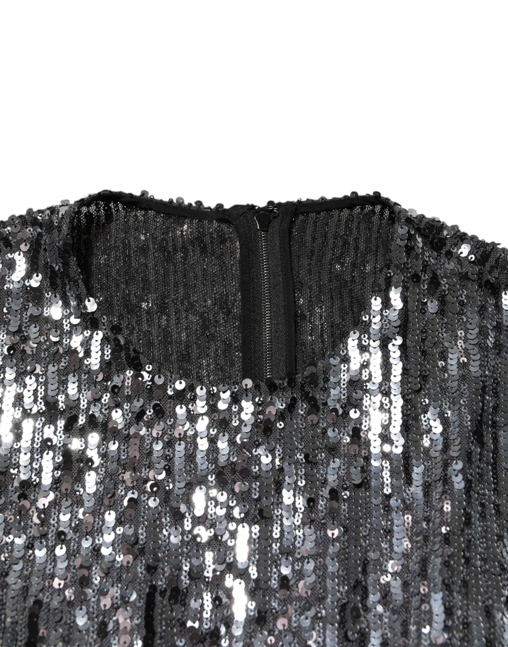 Dolce & Gabbana Black Sequined Long Sleeves Midi A-line  Dress