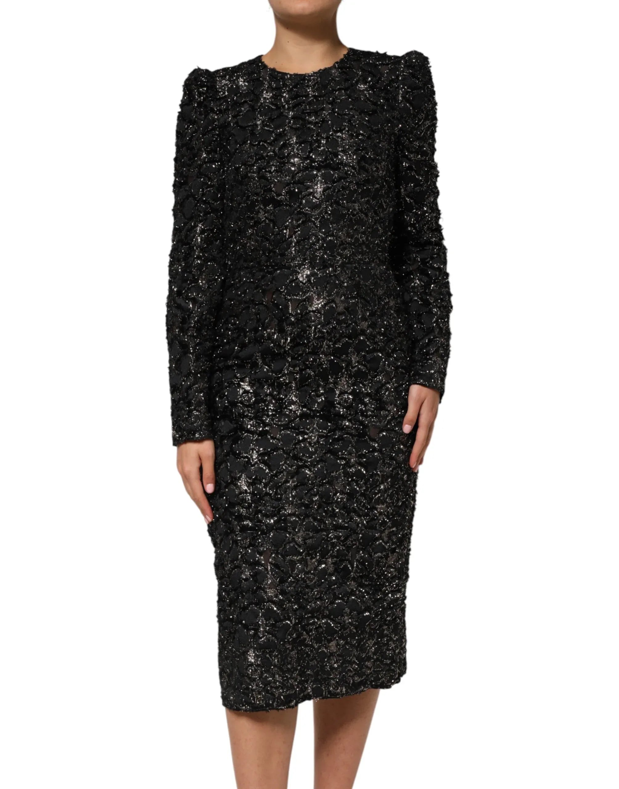 Dolce & Gabbana Black Sequin Bouclé Tweed Sheath Dress - Zeiniez