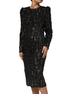 Dolce & Gabbana Black Sequin Bouclé Tweed Sheath Dress - Zeiniez