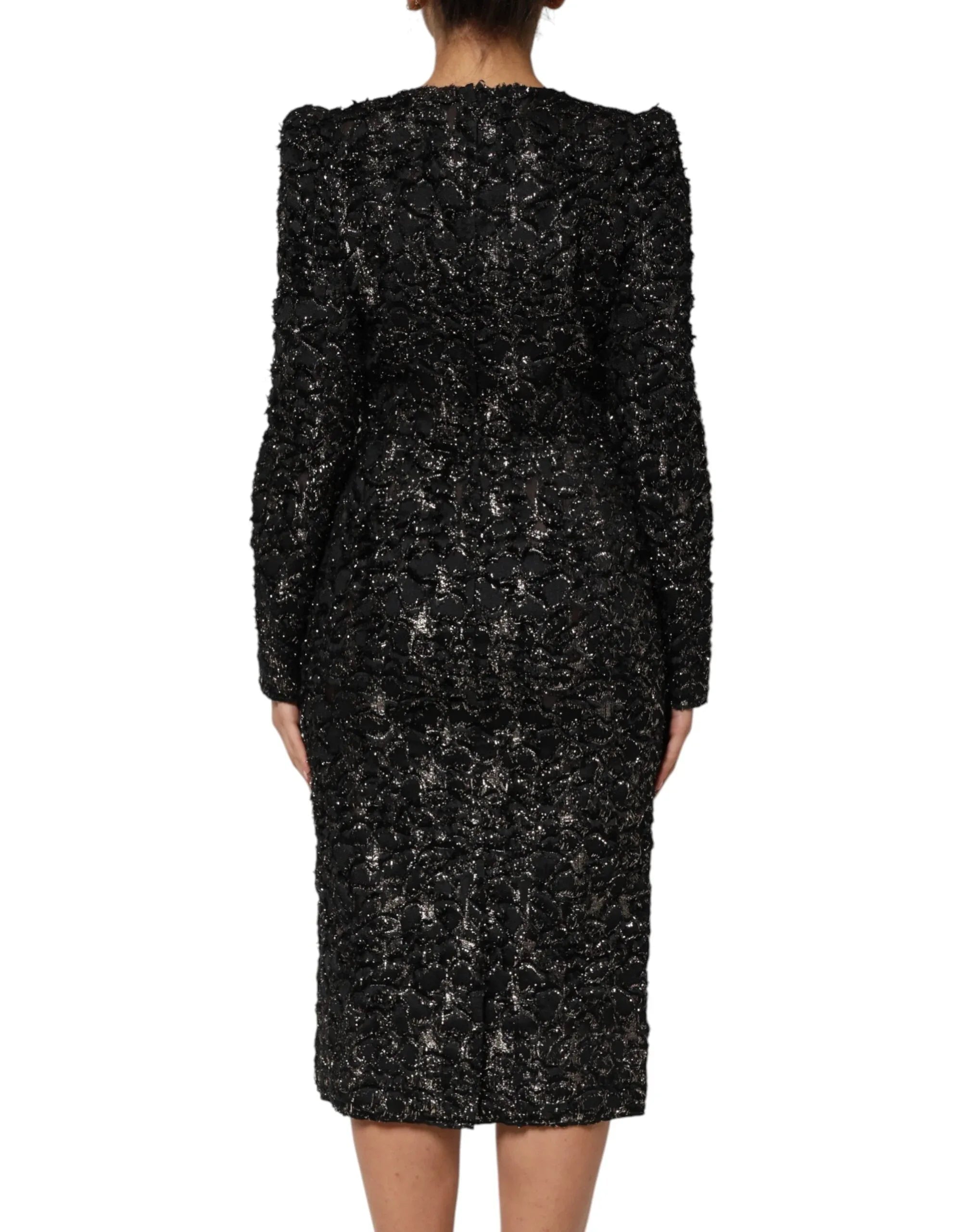 Dolce & Gabbana Black Sequin Bouclé Tweed Sheath Dress - Zeiniez