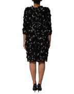 Dolce & Gabbana Black Viscose Pearl Embellishment Shift Dress - Zeiniez