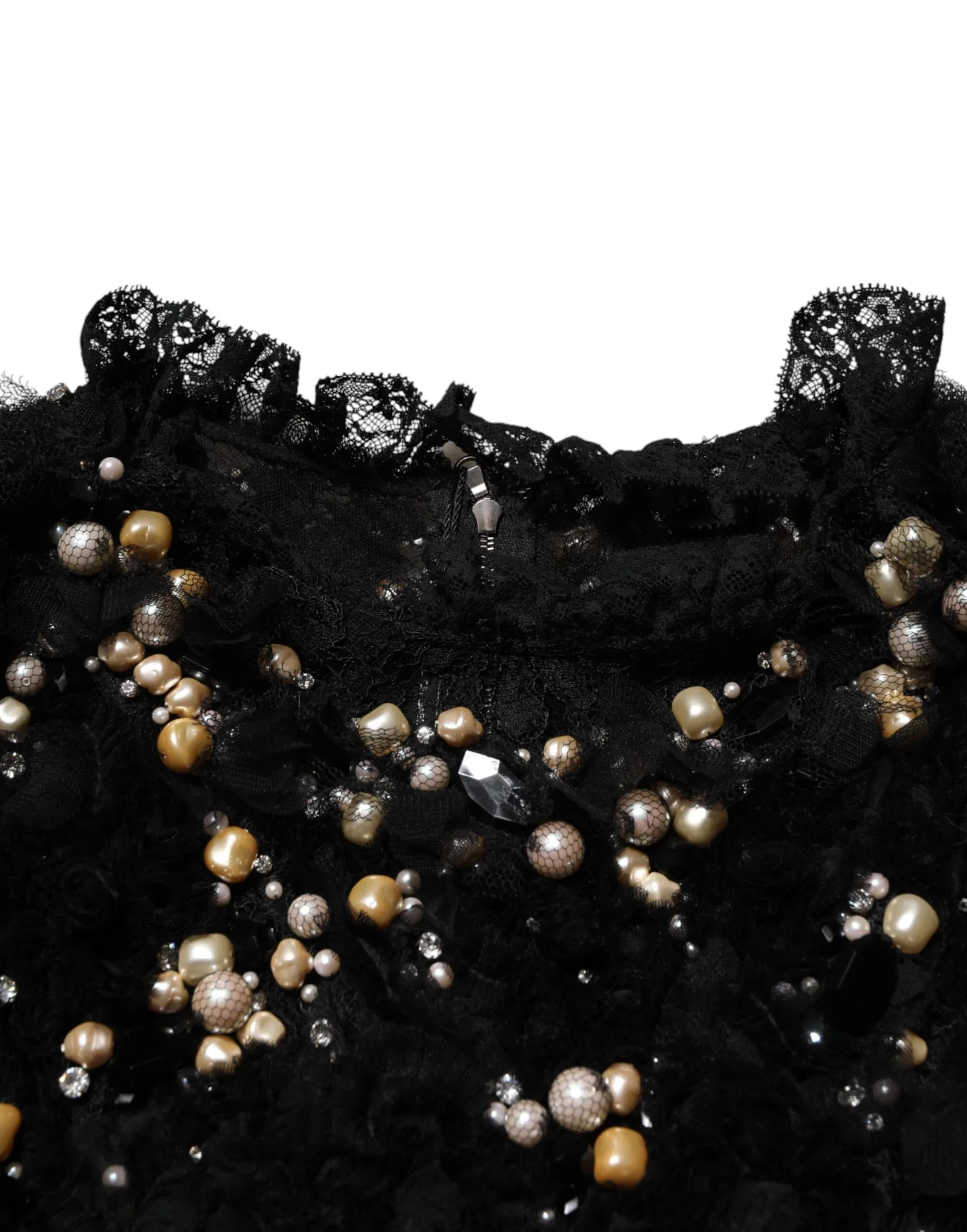 Dolce & Gabbana Black Viscose Pearl Embellishment Shift Dress - Zeiniez