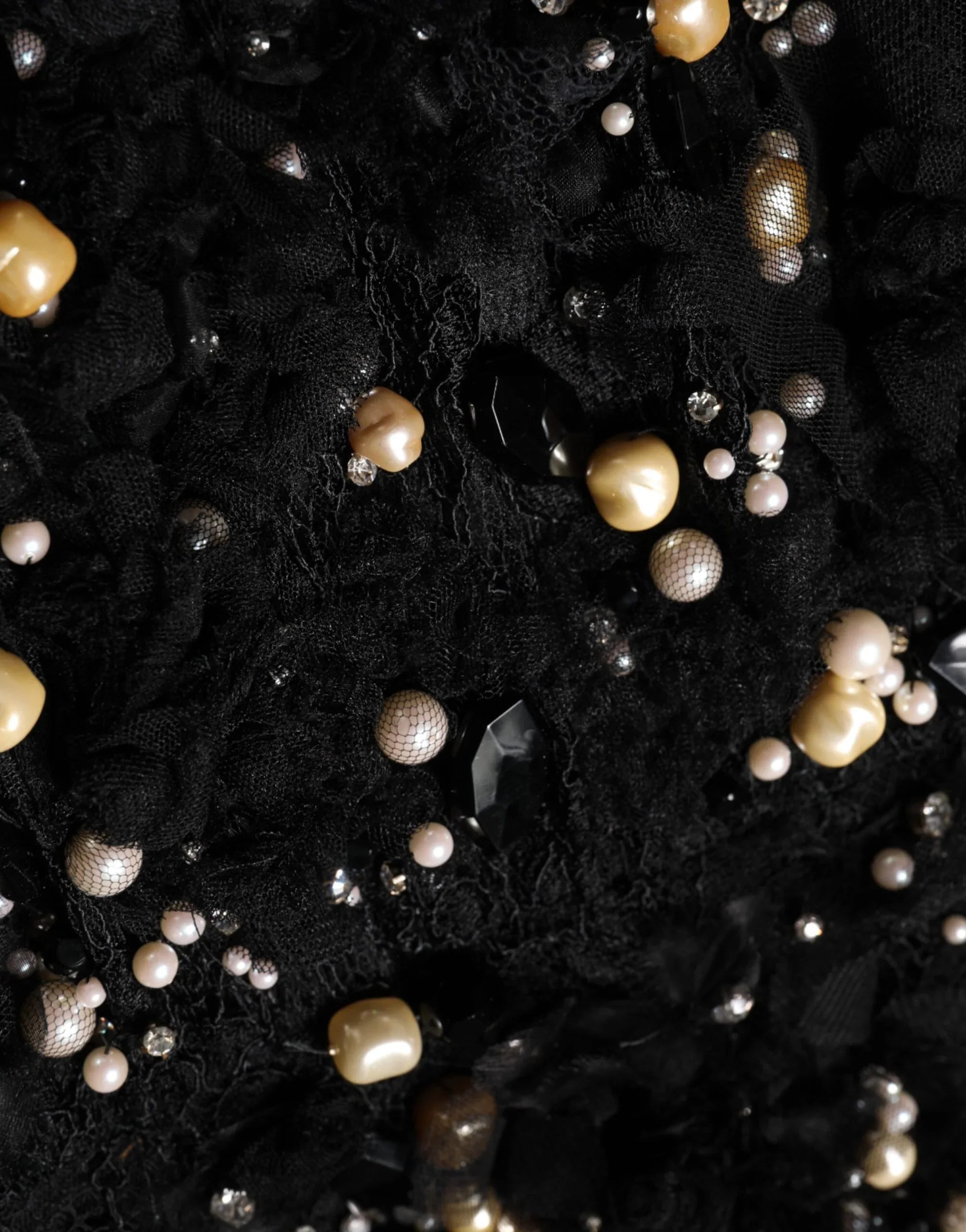 Dolce & Gabbana Black Viscose Pearl Embellishment Shift Dress - Zeiniez