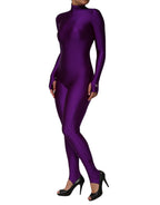 Dolce & Gabbana Purple Nylon Turtleneck Bodycon Jumpsuit Dress