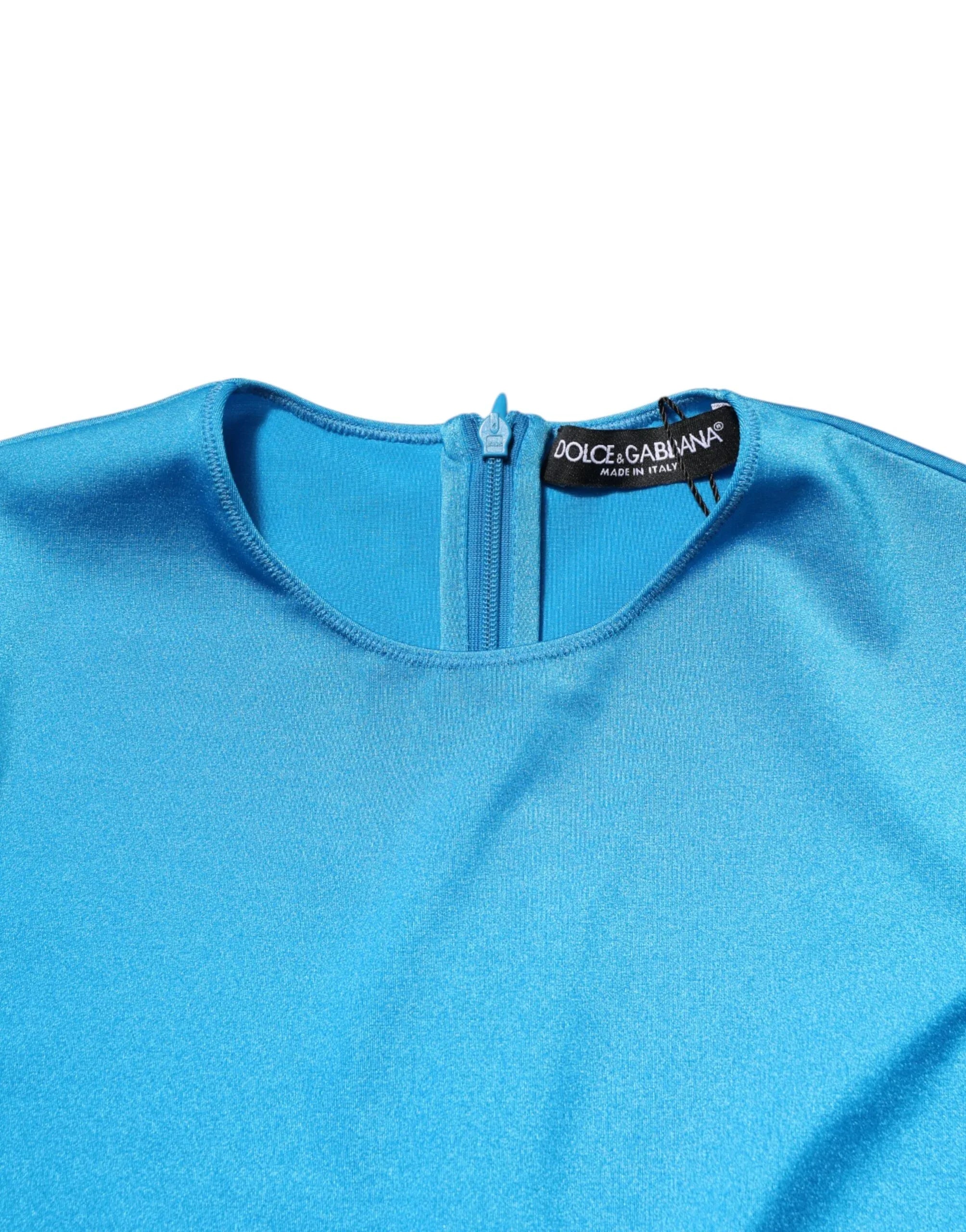 Dolce & Gabbana Blue Nylon Crew Neck Bodycon Jumpsuit Dress - Zeiniez