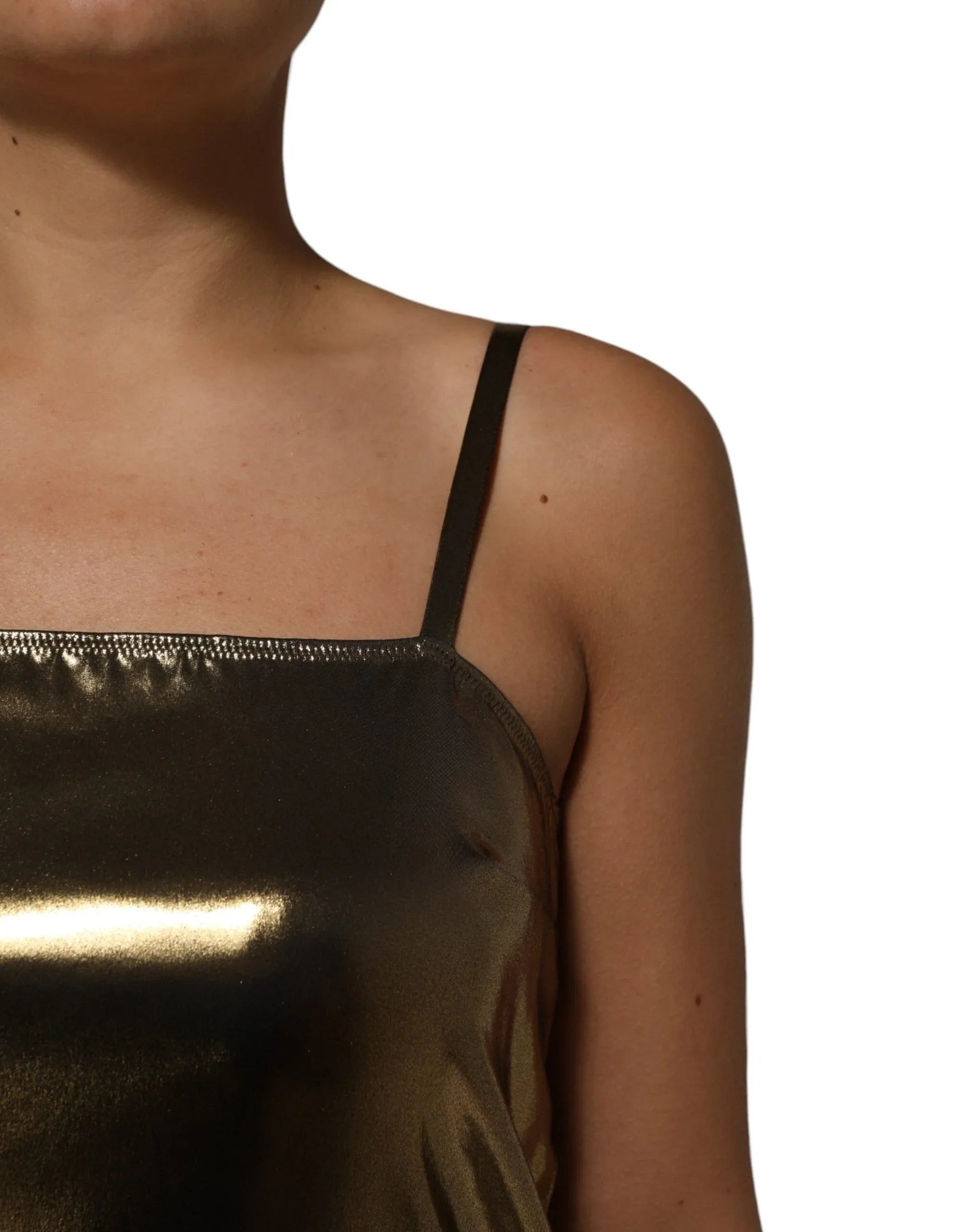 Dolce & Gabbana Metallic Gold Sleeveless A-line Mini Dress - Zeiniez