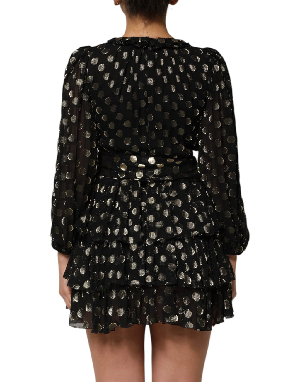 Dolce & Gabbana Black Gold Polka Dot Silk Brocade Mini Dress - Zeiniez