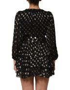 Dolce & Gabbana Black Gold Polka Dot Silk Brocade Mini Dress - Zeiniez