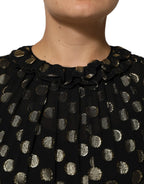 Dolce & Gabbana Black Gold Polka Dot Silk Brocade Mini Dress - Zeiniez