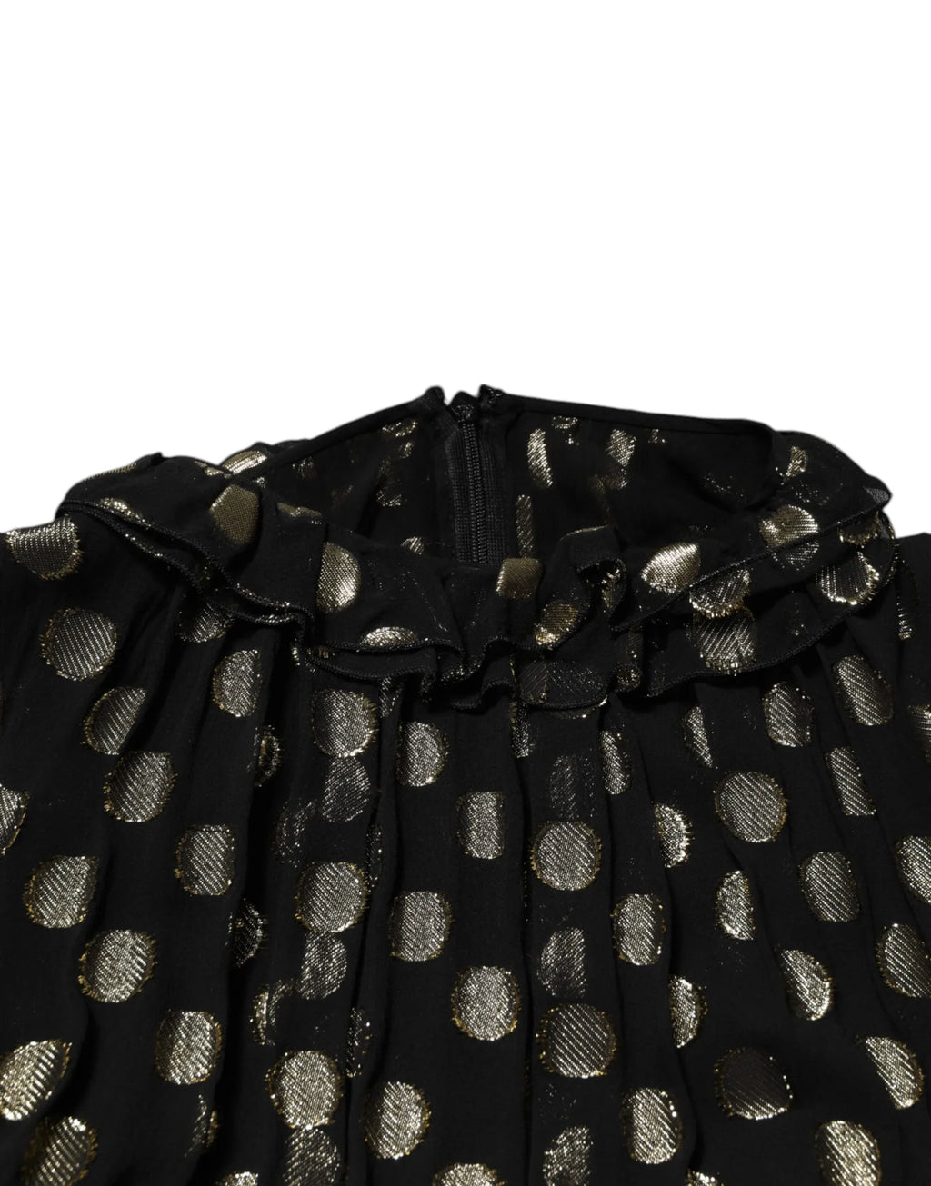 Dolce & Gabbana Black Gold Polka Dot Silk Brocade Mini Dress - Zeiniez