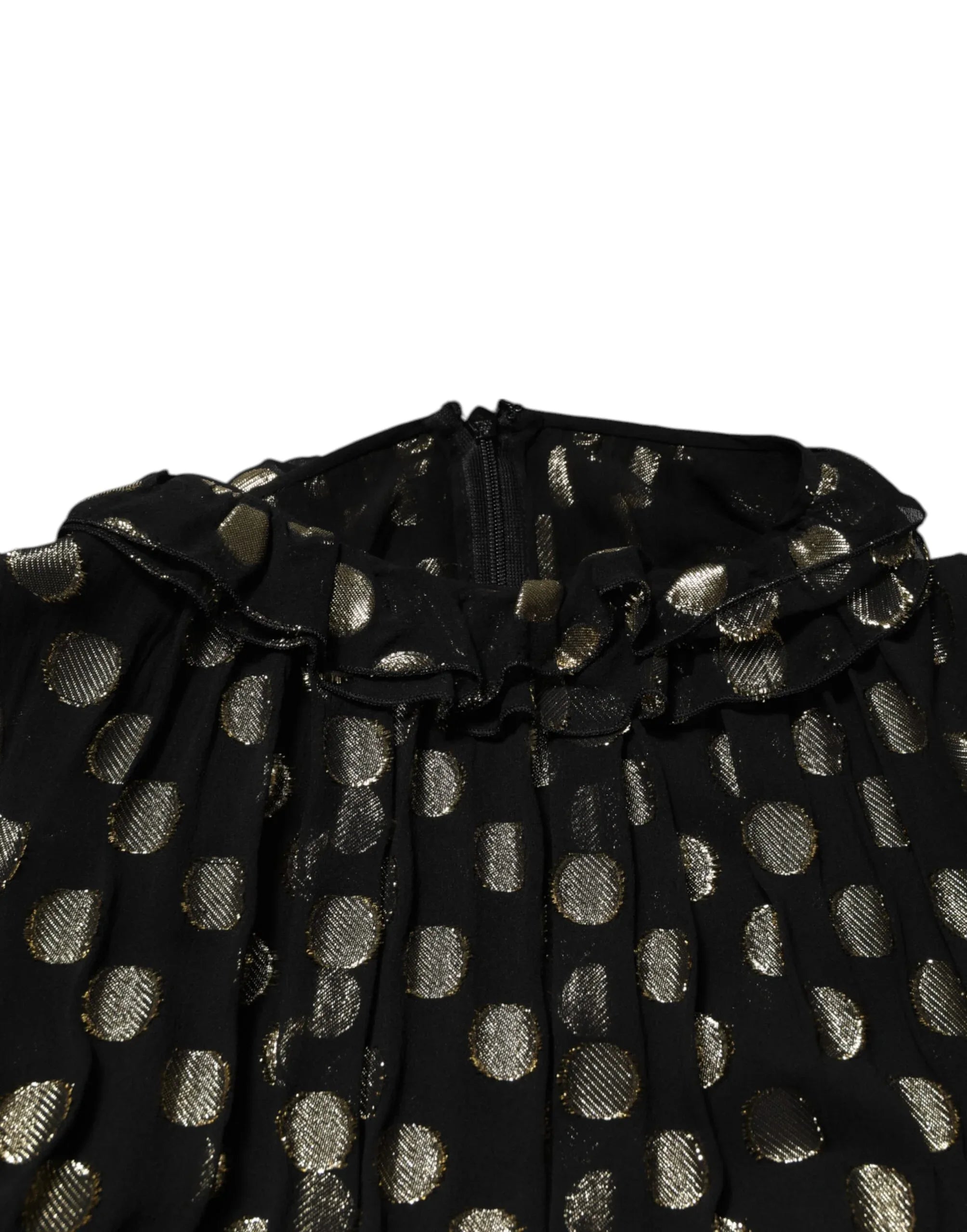 Dolce & Gabbana Black Gold Polka Dot Silk Brocade Mini Dress - Zeiniez