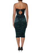 Dolce & Gabbana Green Silk Satin Fitted Strapless Dress - Zeiniez