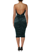 Dolce & Gabbana Green Silk Satin Fitted Strapless Dress - Zeiniez