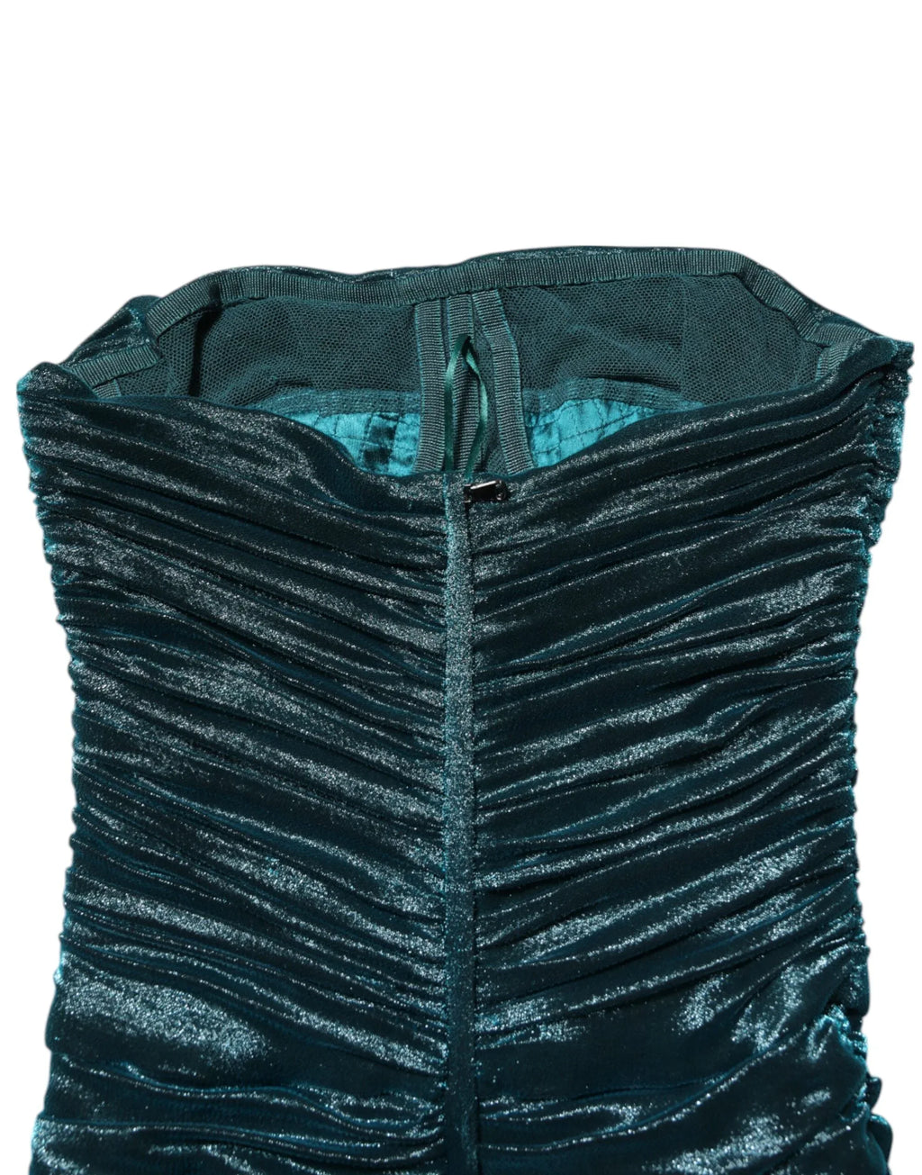 Dolce & Gabbana Green Silk Satin Fitted Strapless Dress - Zeiniez