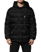 Dolce & Gabbana Black Jacquard Quilted Puffer Hooded Jacket - Zeiniez